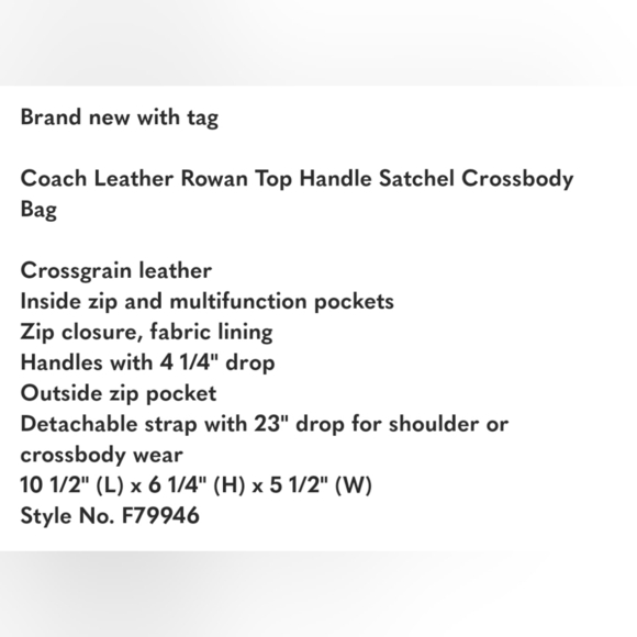 Coach Rowan Leather Satchel Bag Amazon Green NWT - Picture 7 of 10